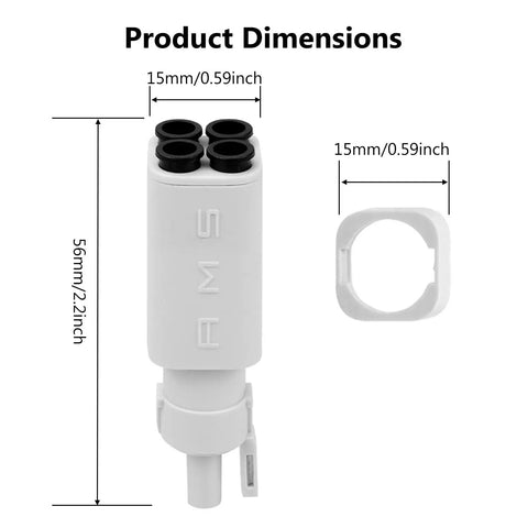 Two Pack 4 In 1 PTFE Adapter Tubing For Bambu Lab A1 A1 Mini 3D Printer with dimensions shown.