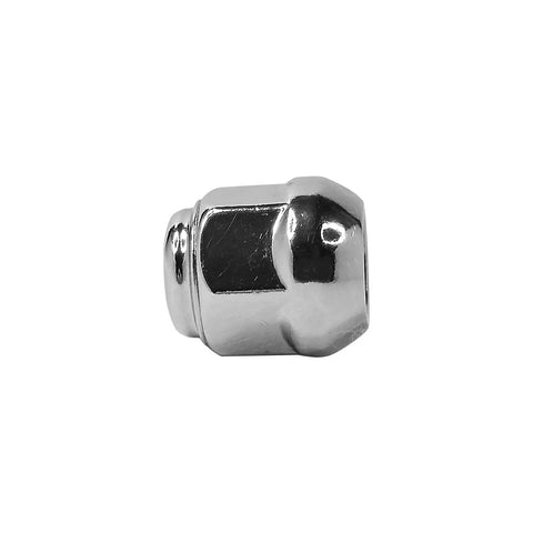Side view of a chrome lug nut from the M12x1.5 Chrome Wheel Lug Nut Stud Set For Honda And Acura Vehicles Fits Accord Civic CRV CRZ Fit HRV