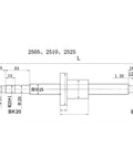 Technical drawing of Heavy Duty Sfu2505 C7 Ball Screw with dimensions, used for CNC engravers providing smooth travel.