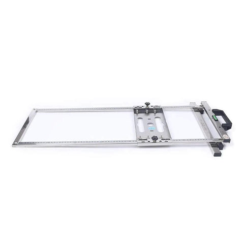 Stainless Steel Circular Saw Edge Guide And Woodworking Positioning Trough Jig Portable Saw Base with precision scale viewed from above.