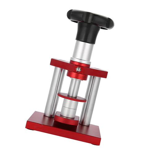 Watch Press Tool Set For Case Back And Crystal Replacement Screw Type Closer Pro Grade Watchmaker Kit in red and silver metal
