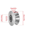 Side view of a 2-inch Stainless Steel Sliding Gate Wheel With V Groove Roller, showing dimensions and ball bearing for gates and doors.