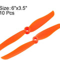 Orange Nylon RC Propellers 6x3.5 Inch Two Vane Fixed Wing For Airplanes Toy With Adapter Rings 10 Pack Durable Replacement Propellers For Hobby Grade RC Aircraft