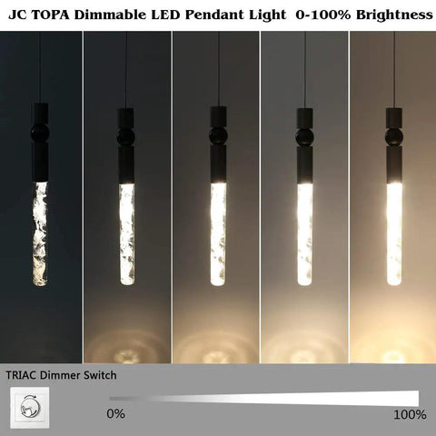 Brightness levels of Three Light Crystal Pendant Lamp With Dimmable LED For Dining Room Kitchen Island And Living Spaces 19.7 Inch Hanging Chandelier In Sand Nickel Finish 3000K Warm White Slick Triac Dimming.