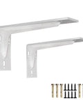Heavy Duty Floating Shelf Brackets 2 Pack Cold Rolled Steel L Shape Wall Mount Hardware White 23 Inch with screws and anchors
