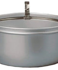 Silver metal pot with handles, representing the 27 Series Upper Windshield For Outdoor Camping Stove Keep Your Flame Steady In Harsh Weather