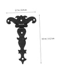 Set Of Four Retro European Style Wooden Box Hinges Built Tough For Durable Cabinet Hardware With No Sweat Installation, detailed view of black hinge measuring 4.4 in by 2.7 in.
