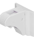 Close-up of white Magnetic Concealed Drawer Lock For Cabinets No Drill Adhesive Install Easy Scrub Kidproof Security Lock with rotating buckle