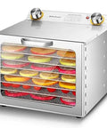 Legit Top Shelf Electric Food Dehydrator With Smart Timer And Exact Temperature Settings Heck Yes For Drying Fresh Fruit Tender Meats Homemade Dog Treats No Drama Weekender Vibe with bright slices of fruit on racks.