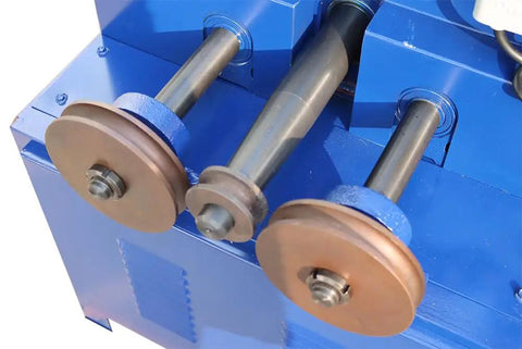 Heavy Duty Electric Pipe Bender With 17 Dies for Stainless Steel Iron and Round Square Tubes Up to Nearly Three Inches, showing bending rollers.