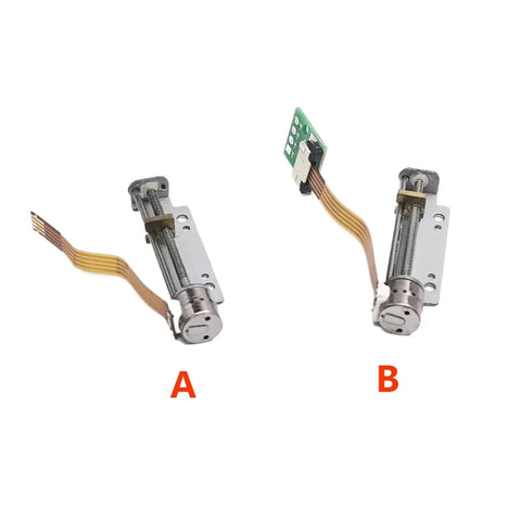 Solid 29Mm Stroke Linear Actuator DC 5V To 6V With 8Mm Stepped Shaft And Dual Phase Four Wire Stepper visible from two angles.