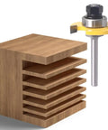 Two Piece Slot Cutter Router Bit Set With Bearings One Quarter Inch Shank Six Cutting Widths For Precise Grooves next to wooden slots