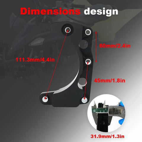 Heavy Duty Pom Chain Cover Engine Case Protector Guard For Yamaha Raptor 700 And 700R 2006 2019 dimensions design image.