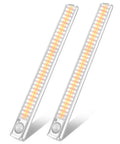 Two Lit 160 LED Motion Sensor Closet Lights Battery Powered Under Cabinet Light Bar Dimmable Rechargeable 3000mAh shown