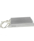 Side view of an aluminum-cased high-power resistor (200W, 5 ohm) with braided white leads