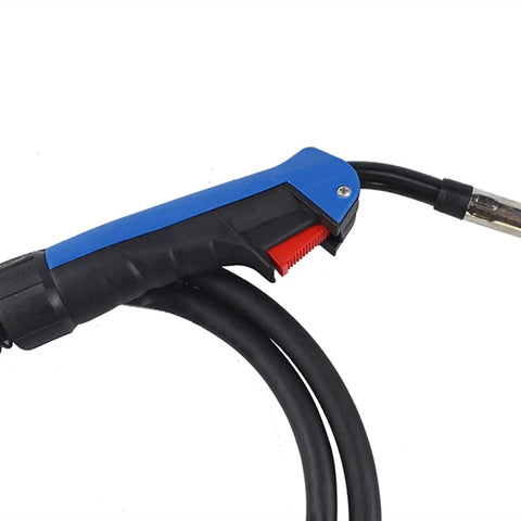 15Ak Weld Torch Gun With Euro Connector For Mig Mag Welding Equipment, focus on blue and black grip handle with nozzle