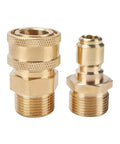 Three Eighths Inch To M22 Male Quick Release Pressure Washer Connector Copper Adapter, gold finish