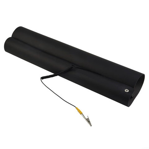 Noteflora anti-static ESD grounding mat kit in black, rolled with ground wire and alligator clip, 27.6 x 19.7 in.