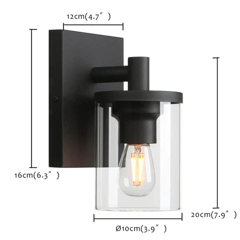 One Light Vintage Wall Sconce Hardwired Vanity Light With Clear Glass Shade And Metal Base Industrial Style for Homes.