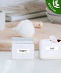 Top Tier Thermal Label Maker Tape 12mm By 40mm Legit Strong Grip White Refill Rolls 160 Labels Each Roll on spice containers.