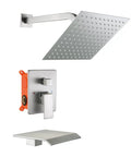 Brushed Nickel Bathtub And Shower Faucet Set Complete With 10 Inch Rain Shower Head And Waterfall Tub Faucet Powerful Water Pressure Easy Install For Your Modern Bath Renovation