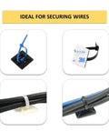 Adhesive Zip Tie Mounts Half Inch Square Black 100 Pack For Quick Cable Management Nylon Anchor Pads UV Resistant
