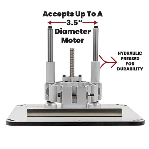 Front view of Rout-R-Lift 3 5XT Router Lift System Built Tough Heavy Duty Aluminum With Phenolic Top Plate, accepts 3.5" motor.
