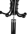 Close-up of the top section of the Straight Up Heavy Duty Four Tier Floor Standing Coat Rack With Ten Sturdy Metal Hooks.