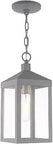 Nyack One Light Outdoor Hanging Lantern In Nordic Gray Finish With Clear Glass Panels, Durable Solid Brass Build, Scandinavian Style