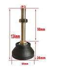 Heavy Duty Furniture Leveling Feet 8 Pack Adjustable Screw Legs With 60mm Base Plate M24x200mm shown with dimensions labeled.