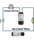 Wiring diagram for 12V 50A Momentary Engine Start Push Button For Cars, Trucks, And Boats, Heavy Duty Ignition Switch with fuse connection guidance