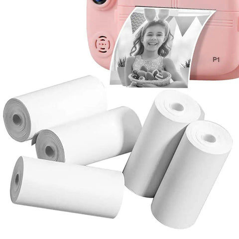 Five Roll Pack Kids Camera Paper Rolls 2.24 By 1.18 Inch Thermal Print Paper For Instant Mini Cameras Non Adhesive Printer Paper Refill for rolls and printed photo