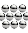 Stainless Steel Ball Bearings Set For Knots And Macrame, Heavy-Duty Hardware For Home Repairs And Joint-Friendly Hand Exercises, Sizes Ranging 3/4 Inch Through 2 Inch, Includes Packs Of 5, 10 And 35. Shiny metal spheres in a set of 10.
