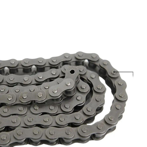 Durable 41 Roller Chain For Go Karts And Bikes Plus Atv Or Industrial Machinery With Connecting Links For Quick Install And Rock Solid Performance, 10ft chain laid out.