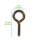 Kickass 14mm Screw Eye Hooks Hella Durable For Jewelry Making And Arts And Crafts Projects Hanging Cord Twine And DIY Home Decor Supplies Bronze color, 14mm x 7mm size.
