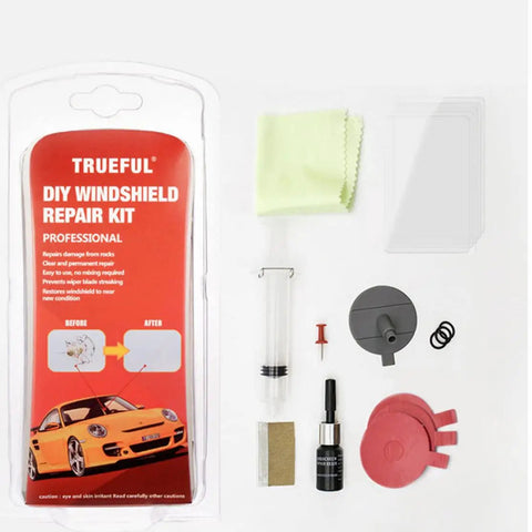 Windshield Repair Kit For Cracks And Chips, Auto Glass Quick Fix Tools With Resin Injection Head, DIY Car Glass Repair Supplies shown