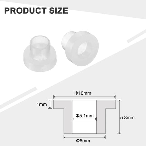 Flanged Nylon Sleeve Bearings 12 Pack With Inner Diameter 5.1mm Outer Diameter 6mm Length 5.8mm Flange Diameter 10mm Flange Thickness 1mm