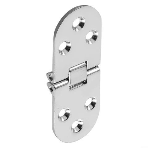 Flush Mounted Folding Table And Cabinet Door Hinge With Self Supporting Design Zinc Alloy Build Embedded Install Silver Finish 80x30mm Built Tough Hardware For Home Improvement Projects, shown in a closed position.