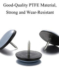 24 Pack 19mm Round Screw-In Furniture Glides With Nail Covers For Chairs And Tables, PTFE Material, Close-Up View