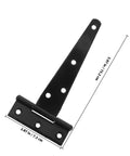Heavy Duty T Shaped Door Hinges Set Of 10 Carbon Steel Cabinet Hinges For Home Use, black finish with measurements shown.