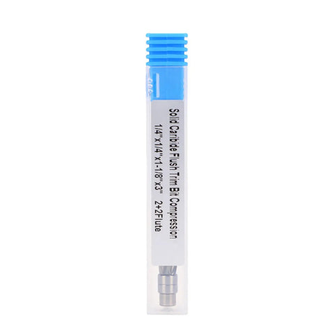 Jiawu 1/4 Inch Shank Spiral Flush Cut Router Bit For Precision Wood Trimming High Performance CNC Carving Tools With Durability in packaging.