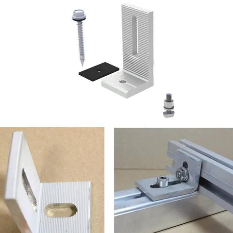 Durable Aluminum Roof Mount L Foot Brackets For Sloped Tin Roofs, Adjustable Rail Positioning, No Fuss Easy Install Solar Panel Mounting Kit