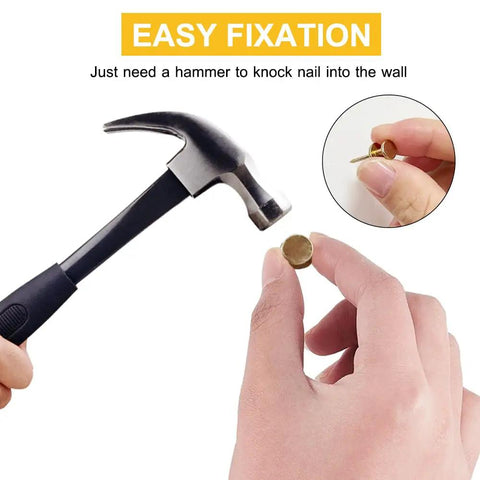 Heavy Duty Double Headed Picture Hangers And Thumb Tacks Pack Of Fifty Pieces For Hassle Free Wall Mounting With A Rock Solid Grip using a hammer to apply a thumb tack.