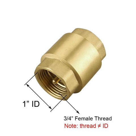 Brass 3/4 in NPT female inline check valve, one-way backflow preventer, pack of 2