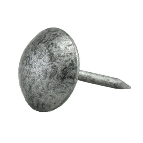 Heavy Duty Upholstery Tacks With A Sweet Antique Pewter Finish For Top Shelf Diy Furniture Fixes And Solid Home Project Upgrades Boasting Badass Durability With 100 Pieces Included - close-up of antique pewter tack with sharp shank.