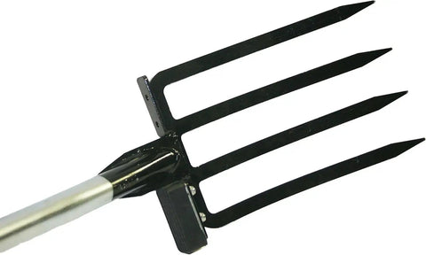 Heavy Duty Garden Fork For Digging And Weeding With Sharp Tines And D Shaped Handle Heat Treated Steel Yard Tool Built For Easy Soil Penetration