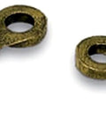 Front view of Moroso 74170 brass battery cable terminal pair with eyelet lugs and threaded post
