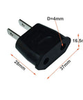 EU To US Travel Power Adapter Converter 600W AC Power Plug, Dual Pack, Compact Black, dimensions with measurement arrows