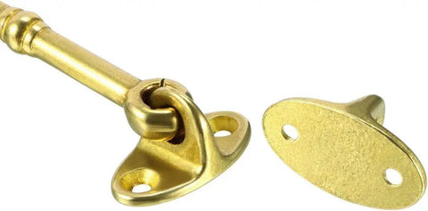 WUUWCHODC Swivel Hook and Eye Latch for Gate Door Window with Screws in golden brass, ideal for securing doors and windows.