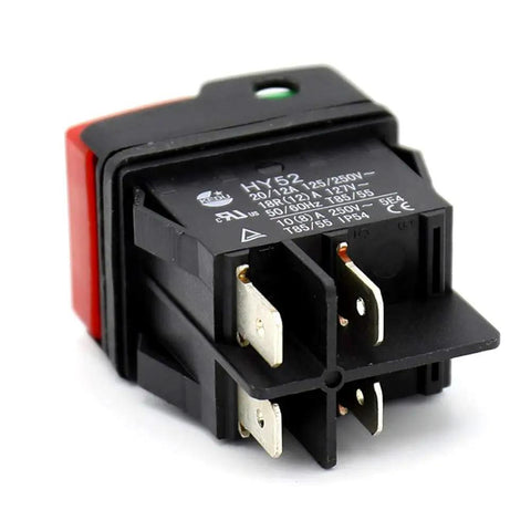Push Button On Off Start Stop Switch For Mechanical Equipment And Marine Use, 4 Pins, Black Rocker Style, rear view